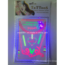 Etiqueta engomada temporal del tatuaje de la fluorescencia